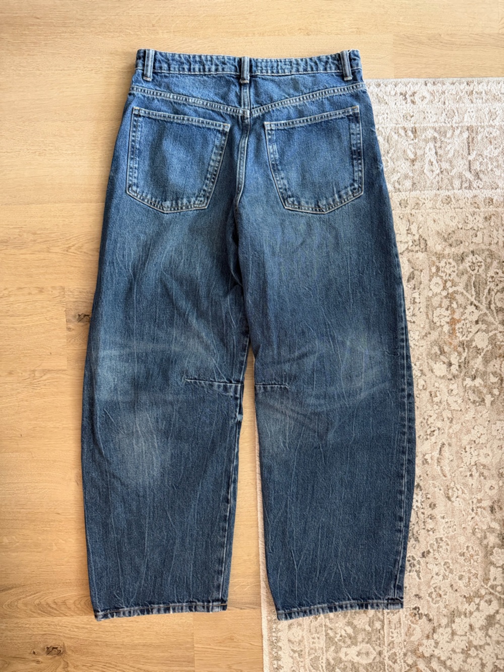 zara women’s dark wash barrel denim jeans - Picture 2 of 4